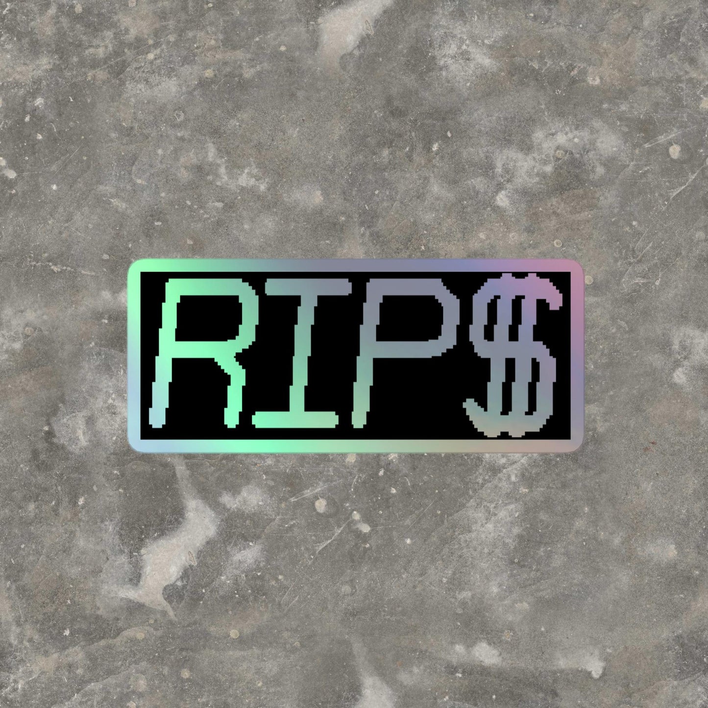 RIP$ Box Logo Holographic Sticker